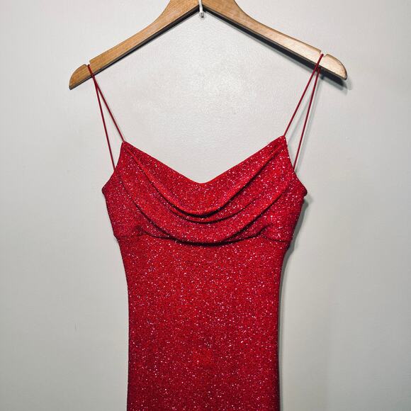 VTG Y2K B. Darlin Gown BabyDoll Fuchsia Sparkle Pageant Holiday Maxi Evening 7/8 - Picture 2 of 8